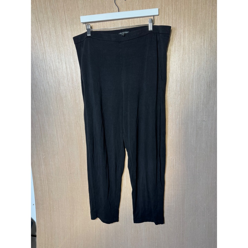 Eileen Fisher Black Tencel Lyocell Jersey Knit Tapered Ankle Pants XL Pull On
